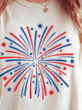 Men's T-Shirt Radiant Bursting Fireworks With Red And Blue Scattered Stars