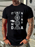 Men's T-Shirt Modern Graphic Double Helix Design With Abstract Letters And Book DNA