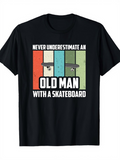 Men's T-Shirt Never Underestimate An Old Man With A Skateboard Retro Color Blocks Featuring Skateboard