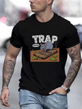Men's T-Shirt Trap Warning Cheese And Cartoon Mouse With Mousetrap