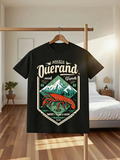 Men's T-Shirt Outdoor Adventure With Majestic Snow Mountain River And Crawfish