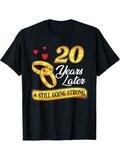 Men's T-Shirt Twenty Years Together Golden Rings With Three Floating Red Hearts