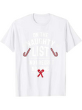 Men's T-Shirt On The Naughty List Red Bow And Candy Canes Christmas Shirt