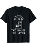 Men's T-Shirt Two Moles Per Liter Beaker With Cute Animals In Black Shirt