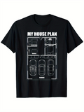 Men's T-Shirt My House Plan Minimalist Blueprint With Cars And Home Layout