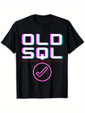 Men's T-Shirt Retro Neon Glowing Check Mark Under Old School Sql Text