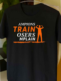 Men's T-Shirt Orange Silhouette With Motivational Text And Flexing Athlete Figure