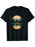 Men's T-Shirt Golden Morning Light Reflected On Calm Forest Lake Pine Trees