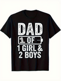 Men's T-Shirt Low Battery Symbol With Dad Of One Girl And Two Boys