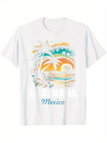 Men's T-Shirt Ensenada Mexico Vibrant Sunset With Palm Trees Beach And Ocean