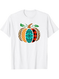 Men's T-Shirt Vibrant Geometric Patterns With Animal Prints Surrounding Colorful Pumpkin