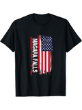 Men's T-Shirt Niagara Falls With Stylized Red White Blue American Flag Design