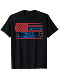 Men's T-Shirt Heartbeat Line With Racing Car And Tools Among American Flag Graphic Car