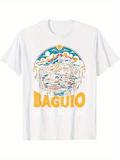 Men's T-Shirt Baguio Vintage Mountain Landscape Under Golden Sun Scenic View