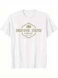 Men's T-Shirt Rogue River Siskiyou Forest Badge With Pine Tree Mountains