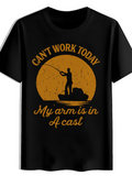 Men's T-Shirt Cant Work Today Orange Sunset With Man Fishing On Boat