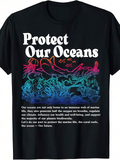 Men's T-Shirt Protect Our Oceans Colorful Marine Life Among Ocean Waves And Coral Reef Animals