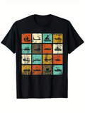 Men's T-Shirt Colorful Vintage Blocks With Classic Sailing Ships Pattern