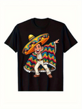 Men's T-Shirt Dancing Man With Colorful Poncho And Wide Brimmed Traditional Hat