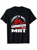 Men's T-Shirt Thats My Grandson On The Mat With Dynamic Wrestling Silhouette And Bold Stars Graphic Wrestler