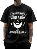Men's T-Shirt You Can Always Trust A Man With Beard Glasses Graphic Lightning
