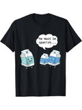 Men's T-Shirt He Must Be Spanish Cartoon Milk Bottles Humorous Food Graphic