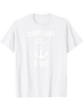 Men's T-Shirt Captain Eric Bold Letters With Nautical Anchor Symbol On White T Shirt