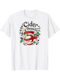 Men's T-Shirt Cider Season Juicy Red Apple With Fresh Green Leaves And Artistic Script Design