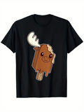 Men's T-Shirt Adorable Cartoon Chocolate Dessert Moose Ice Cream Bar