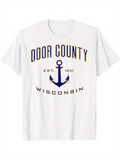 Men's T-Shirt Door County Wisconsin With Nautical Anchor Print T Shirt