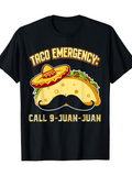 Men's T-Shirt Taco Emergency Yellow Cheese Lettuce Shell With Sombrero And Mustache Taco