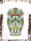 Men's T-Shirt Vivid Ornamental Patterns With Bright Abstract Motifs Covering Majestic Elephant