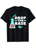 Men's T-Shirt Drop The Base With Cartoon Flask And Colorful Chemistry Motif