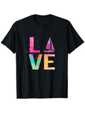 Men's T-Shirt Colorful Summer Sunset Sailboat With Vibrant Letter Art Love