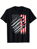 Men's T-Shirt Abstract American Flag With Fighter Jets In Dramatic Painted Streaks