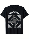 Men's T-Shirt Imbolc Ancient Celtic Symbols In Spiral Design With Knot Elements Center Cross