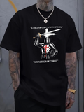 Men's T-Shirt A Child Of God A Man Of Faith Warrior Knight With Cross Sword Under Dark Sky
