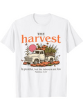 Men's T-Shirt The Harvest Classic White Pickup Truck With Pumpkins Autumn Sun