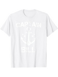 Men's T-Shirt Captain Bill Nautical Anchor Surrounded By Oceanic Motifs White T Shirt