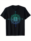 Men's T-Shirt Vibrant Gradient Design Featuring Nautical North South East West Compass