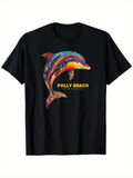 Men's T-Shirt Polly Beach Colorful Artistic Patterns Swimming Graceful Dolphin