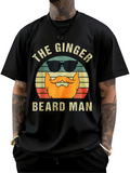 Men's T-Shirt The Ginger Beard Man Retro Stripe With Sunglasses And Orange Beard Graphic Man