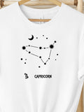 Men's T-Shirt Capricorn Constellation With Stars And Crescent Moon Symbol