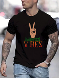 Men's T-Shirt Halloween Vibes Peace Hand Under Carved Pumpkin Fingers