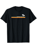 Men's T-Shirt Sunshine Beach With Retro Color Stripes Featuring Minimal Palm Tree