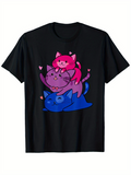 Men's T-Shirt Playful Stack Of Colorful Cats With Pink Hearts Cuddling Together Cat