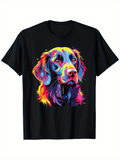 Men's T-Shirt Vivid Splashes Of Color Illuminating Lively Gentle Dog Portrait