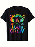 Men's T-Shirt Camping Crew Colorful Campfire With Trees And Marshmallows Under A Night Sky