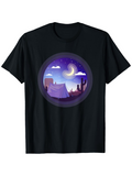 Men's T-Shirt Starry Desert Night With Crescent Moon Peaceful Tent Scene