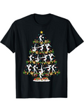 Men's T-Shirt Festive Christmas Tree With Dancing Silhouettes Colorful Ornaments Holiday Lights